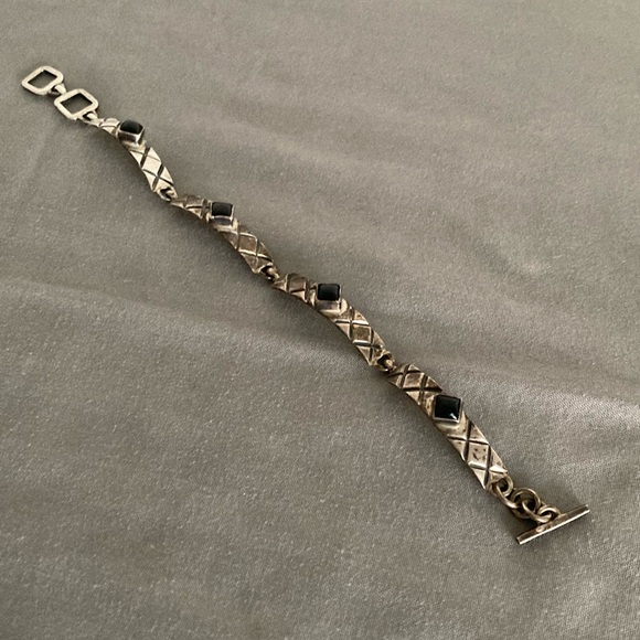 Sterling Silver and Onyx Toggle Bracelet - Picture 4 of 6